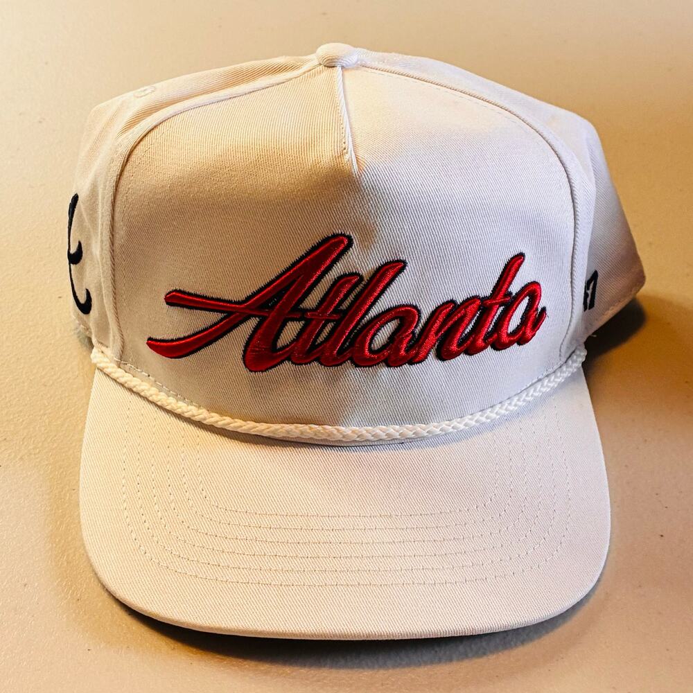 Atlanta Braves '47 Overhand Script Hitch Hat White Rope Snapback MLB New